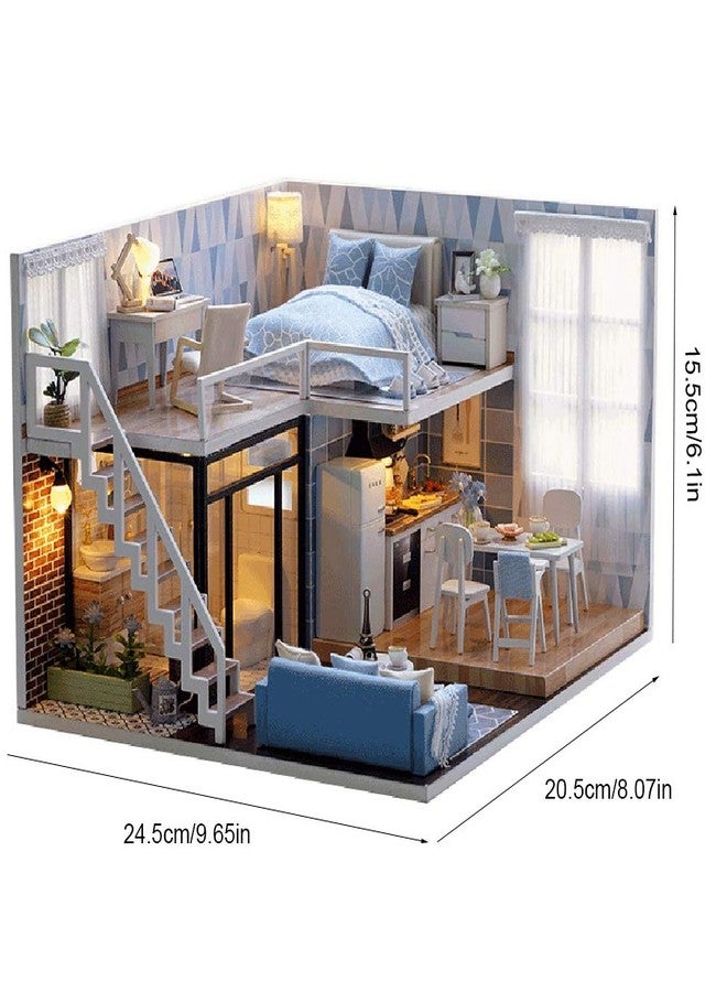CHEOTIME DIY Miniature Dollhouse Kit with Furniture, DIY LED Wooden Kit Plus Dust Proof and Music Movement, Mini Wooden Doll House Creative Room for Valentine's Day Gift - Image 2